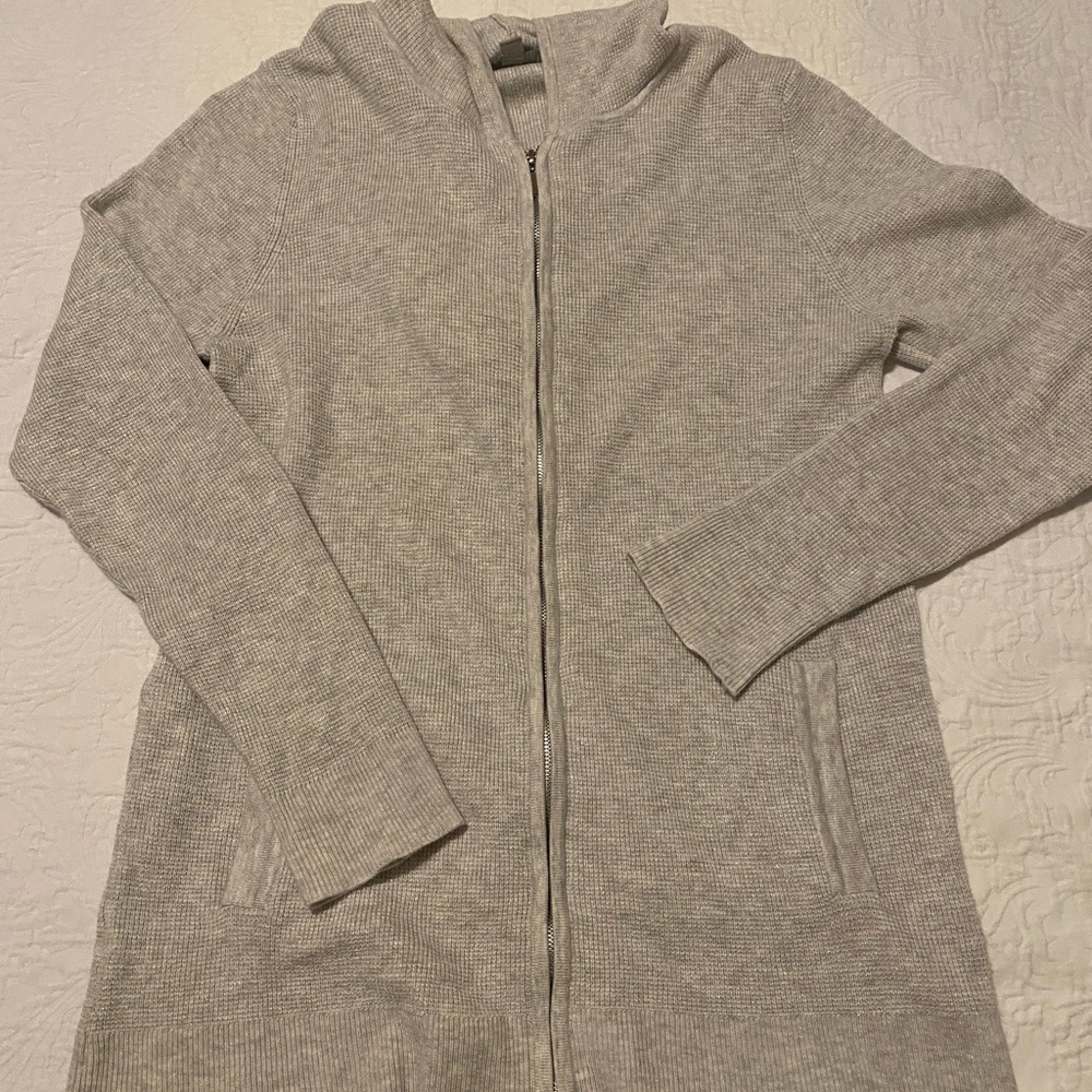 Evolution By Cyrus Light Gray Zip Front Hooded Ca… - image 1